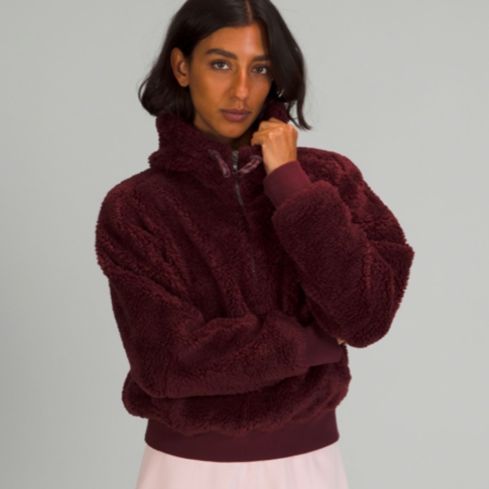 Lululemon Textured Fleece Half-zip - Red Merlot